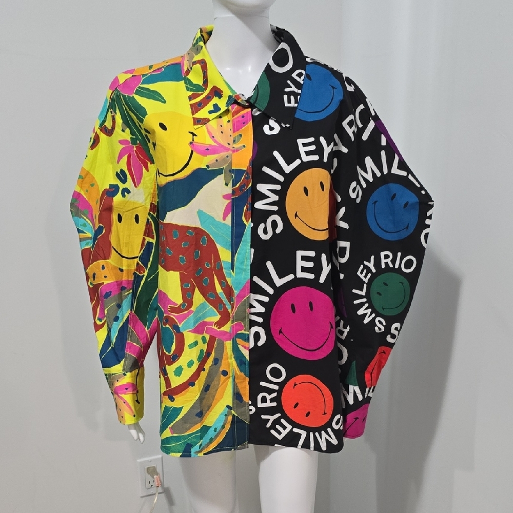 FARM Rio Multicolor Smiley Button Down Shirt